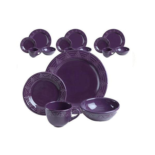 Aztec Purple 16 piece Dinnerware Set by HF Coors