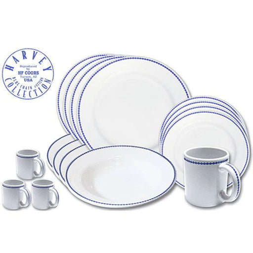 Fred Harvey Blue Chain 16 piece Dinnerware Set by HF Coors