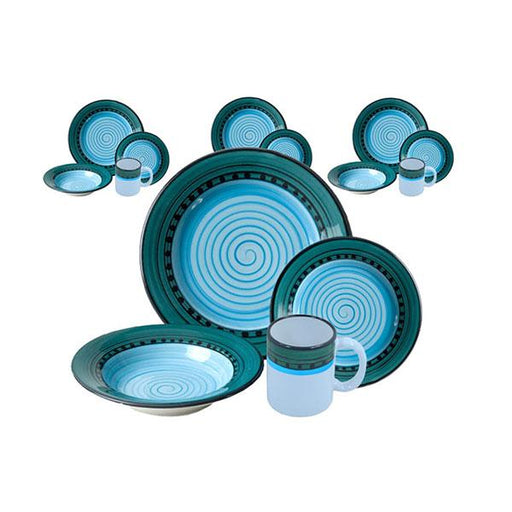 Carousel Pattern Blue & Green 16 piece Dinnerware Set by HF Coors