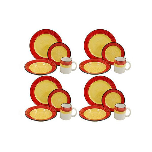 Carousel Pattern Red & Yellow 16 piece Dinnerware Set by HF Coors