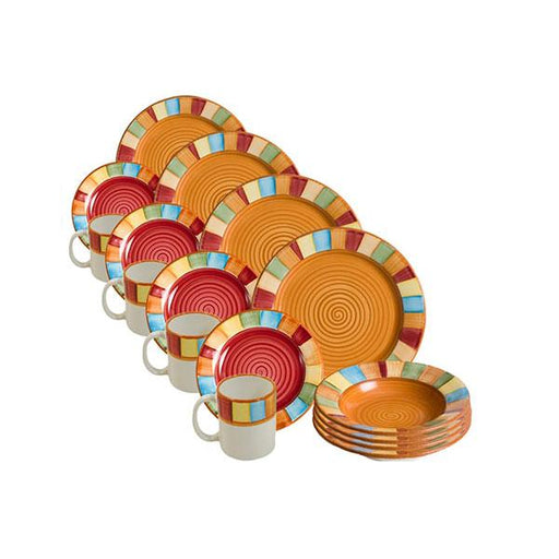Serape Colorful Striped 16 piece Dinnerware Set by HF Coors