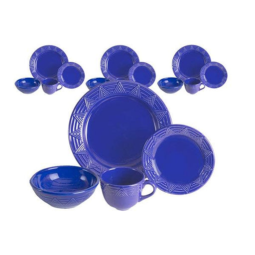 Aztec Blue 16 piece Dinnerware Set by HF Coors