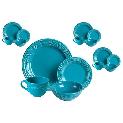 Aztec Turquoise 16 piece Dinnerware Set by HF Coors