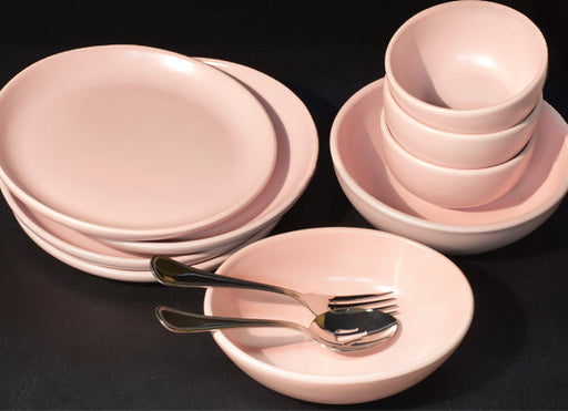 Matte Pink 16 piece Dinnerware Set by HF Coors