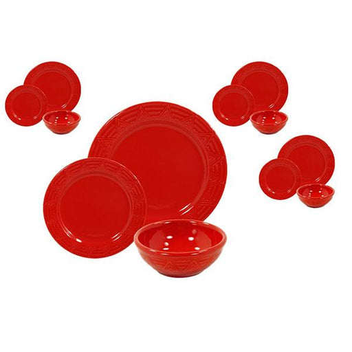 Aztec Red 12 piece Dinnerware Set by HF Coors