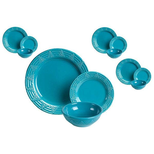 Aztec Turquoise 12 piece Dinnerware Set by HF Coors