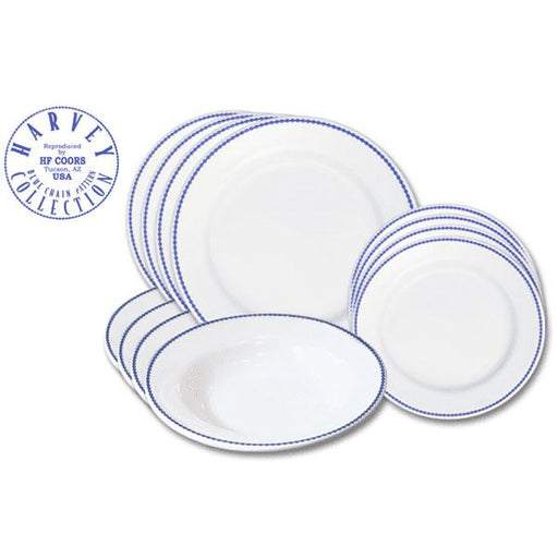 Fred Harvey Blue Chain 12 piece Dinnerware Set by HF Coors
