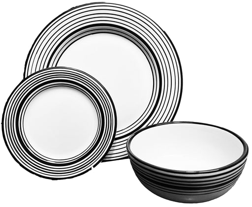 Tuxedo White & Black 12 piece Dinnerware Set by HF Coors