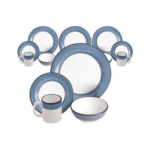 Spree Pattern White & Blue 16 piece Dinnerware Set by HF Coors